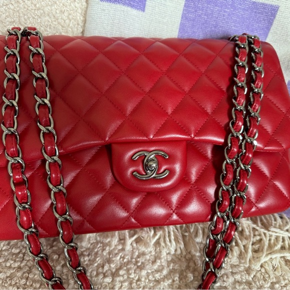 CHANEL LAMBSKIN DOUBLE FLAP JUMBO BAG EXCELLENT CONDITION - Picture 2 of 16